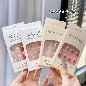 4-Style Cute 3D Flower Press-On Nails, Natural Fit 2-Min Quick Application press on nails wholesale OEM custom