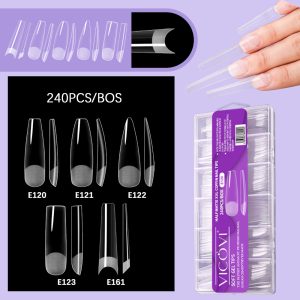 240-Piece Semi-Matte XXL Coffin Press-On Nail Full Kit press on nails wholesale OEM custom