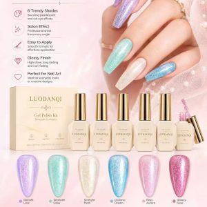 6-Color Pearl Cat Eye Glitter Press-On Nails, High Shine Long-Lasting press on nails wholesale OEM custom