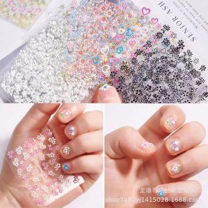 Transparent Base Floral Heart Sticker Press-On Nails, Fresh Style press on nails wholesale OEM custom