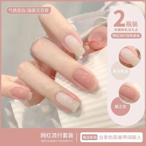 Soft Gradient Rhinestone Glitter Press-On Nails, Skin-Brightening press on nails wholesale OEM custom