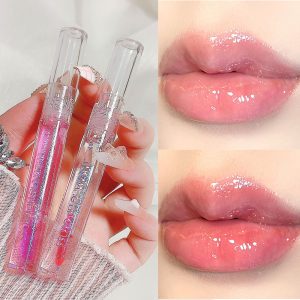 Transparent Base Rhinestone Glitter Press-On Nails with Lip Gloss press on nails wholesale OEM custom