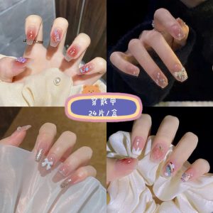 Multi-Style Glitter Bow Gradient Nails Sweet II press on nails wholesale OEM custom