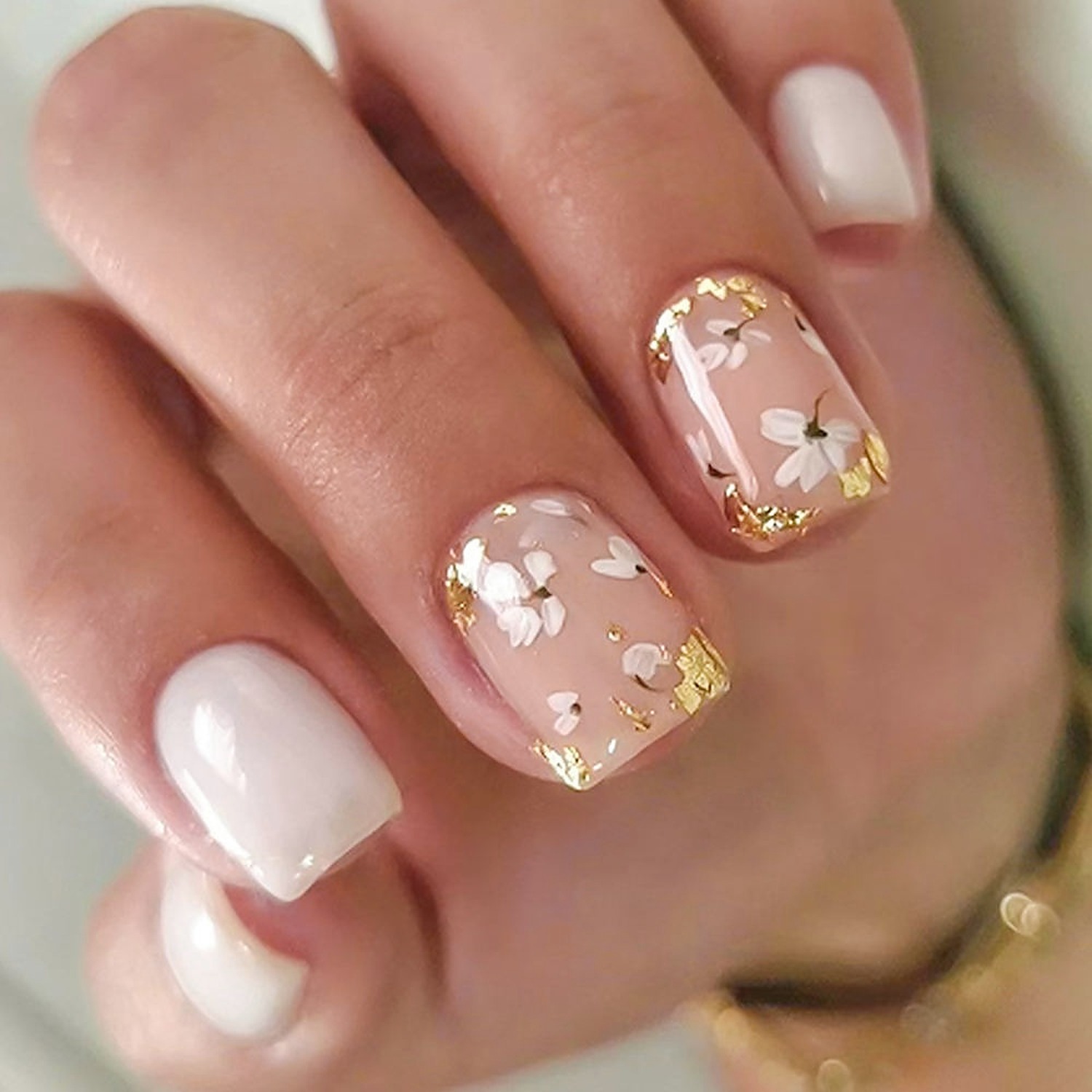 Ben Lin 3D Flower French Almond Press-On Nails