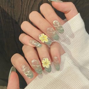 Ben Lin Pearl Rhinestone Oval Press-On Nails