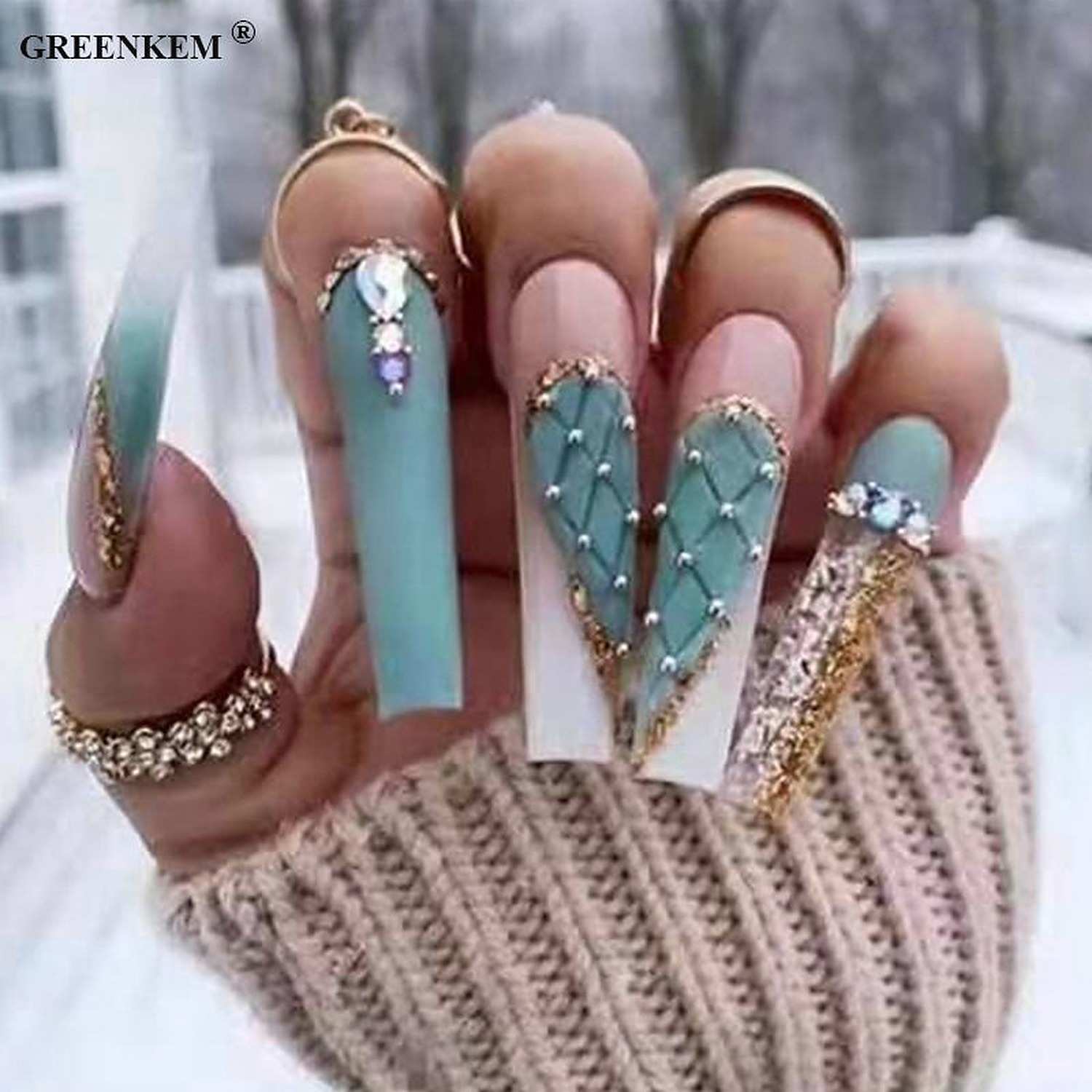 Ben Lin Butterfly Accent Square Press-On Nails