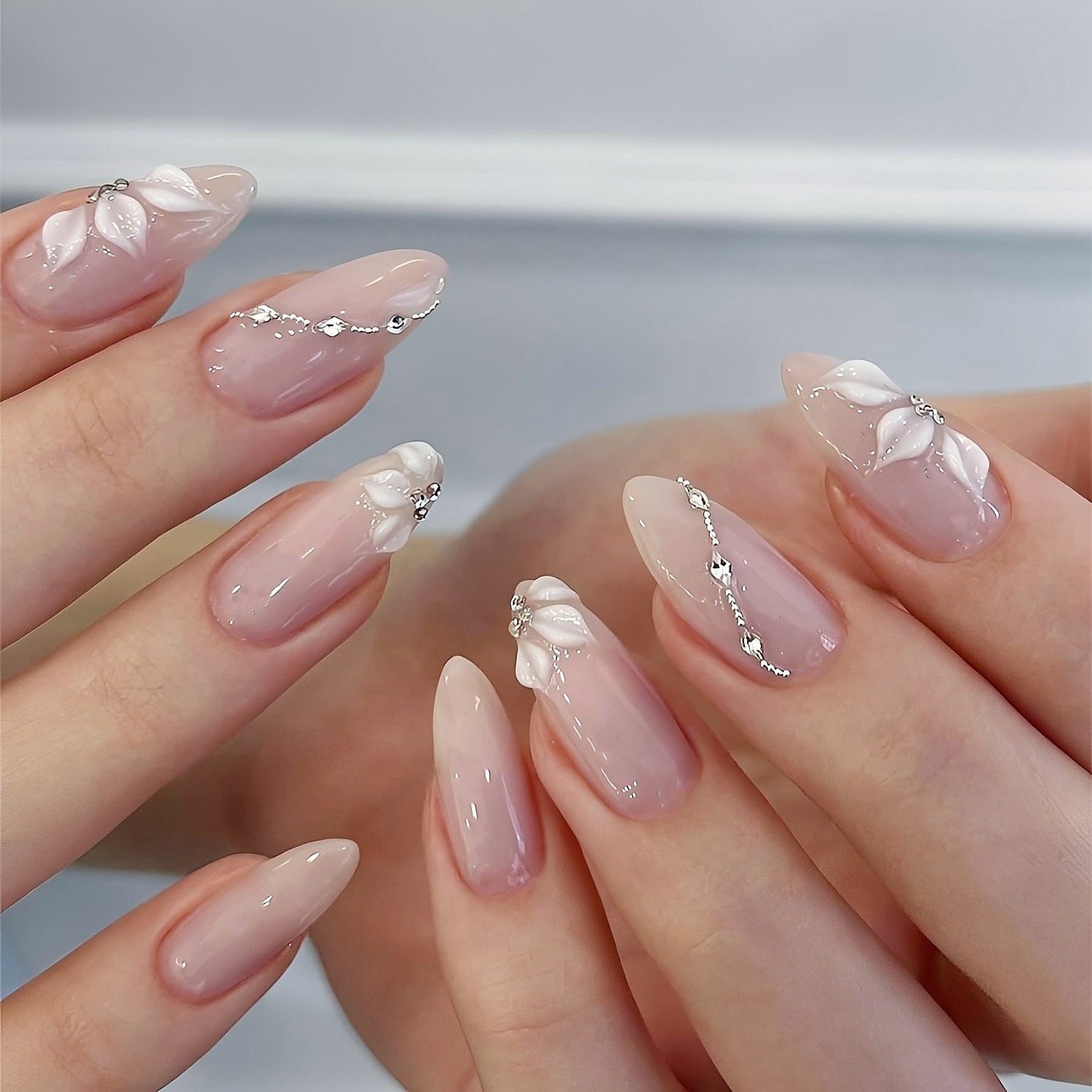 Ben Lin Crystal Rhinestone Almond Press-On Nails
