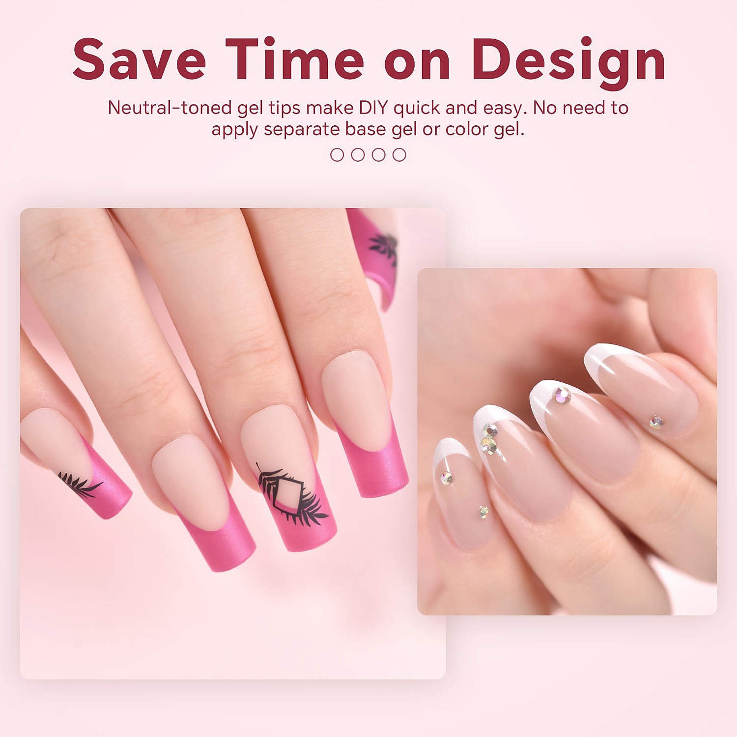 Ben Lin French Tip Rose Oval Press-On Nails