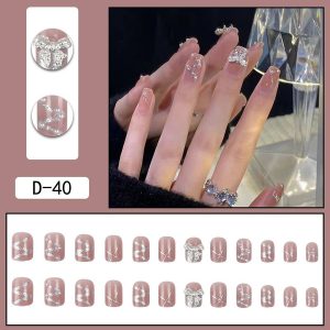 Ben Lin Lace Pattern Square Press-On Nails