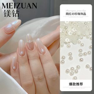 Transparent Gradient with Pearl Inlay Press-On Nails press on nails wholesale OEM custom