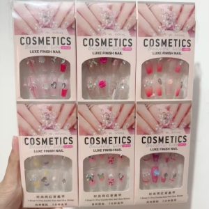 Pink 3D Flower Rhinestone Press-On Nails, 12-Piece Set press on nails wholesale OEM custom