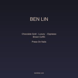 Ben Lin Chocolate Gold - Luxury Press-On Nails - Espresso Brown Coffin
