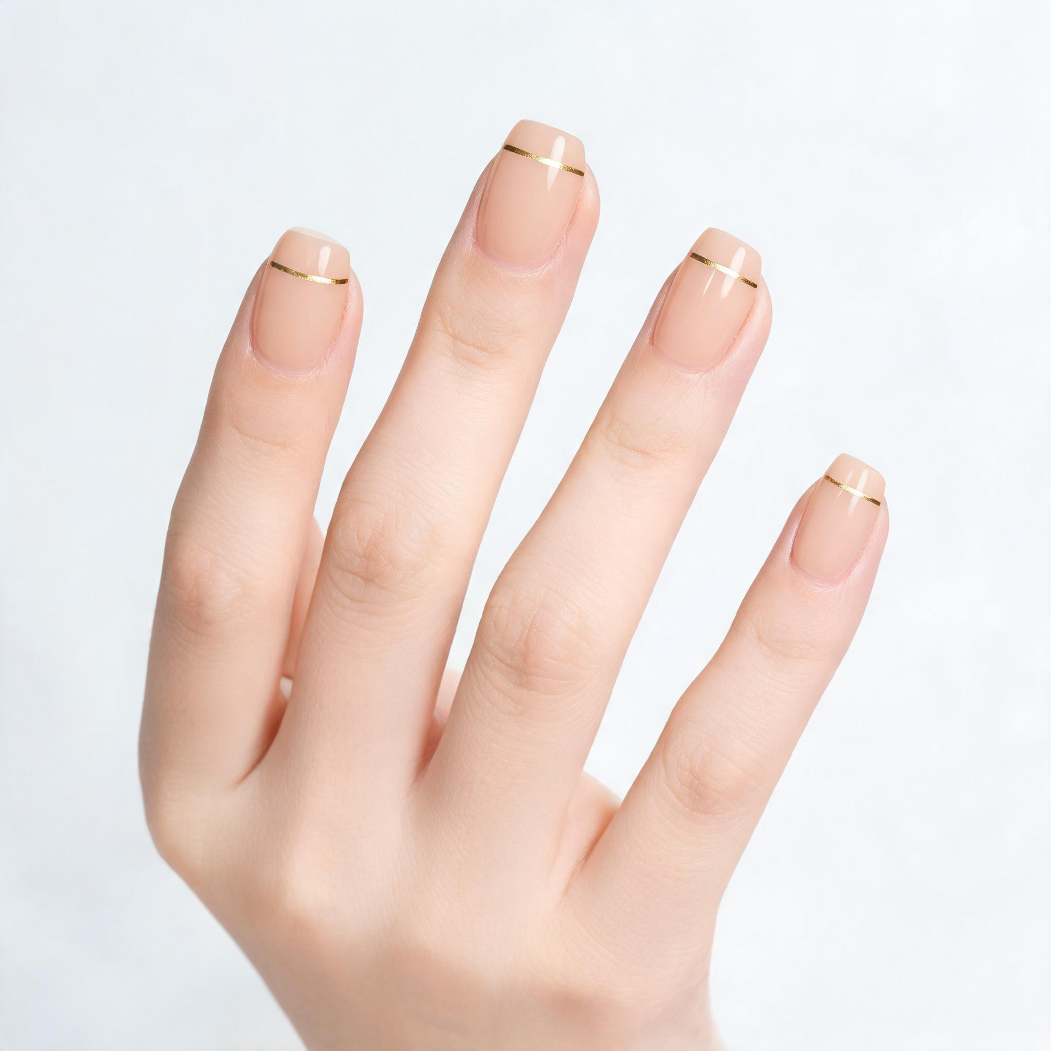 Ben Lin Gold Line Accent - Minimal press on nails wholesale OEM custom
