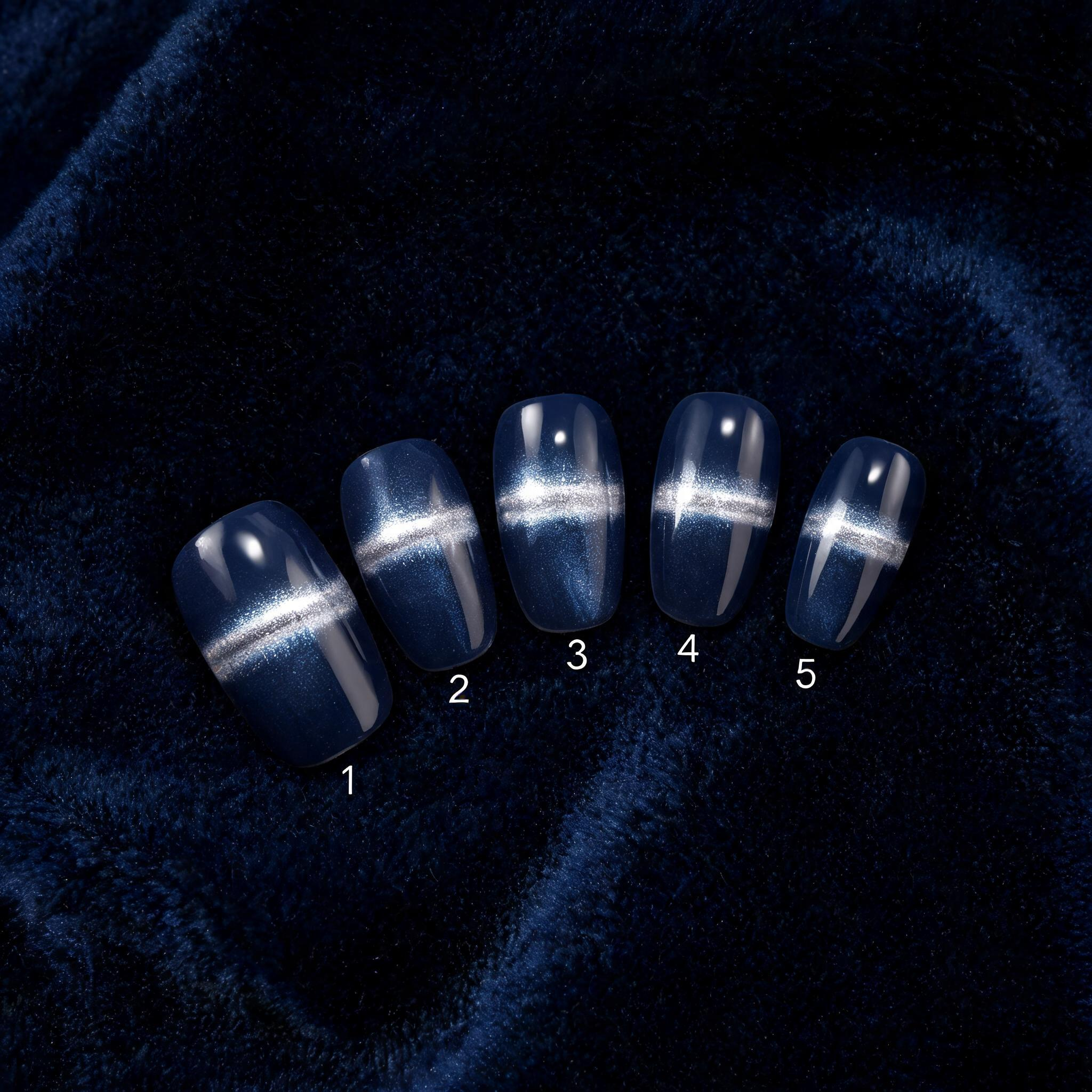 Ben Lin Cat Eye Velvet - Navy Blue press on nails wholesale OEM custom